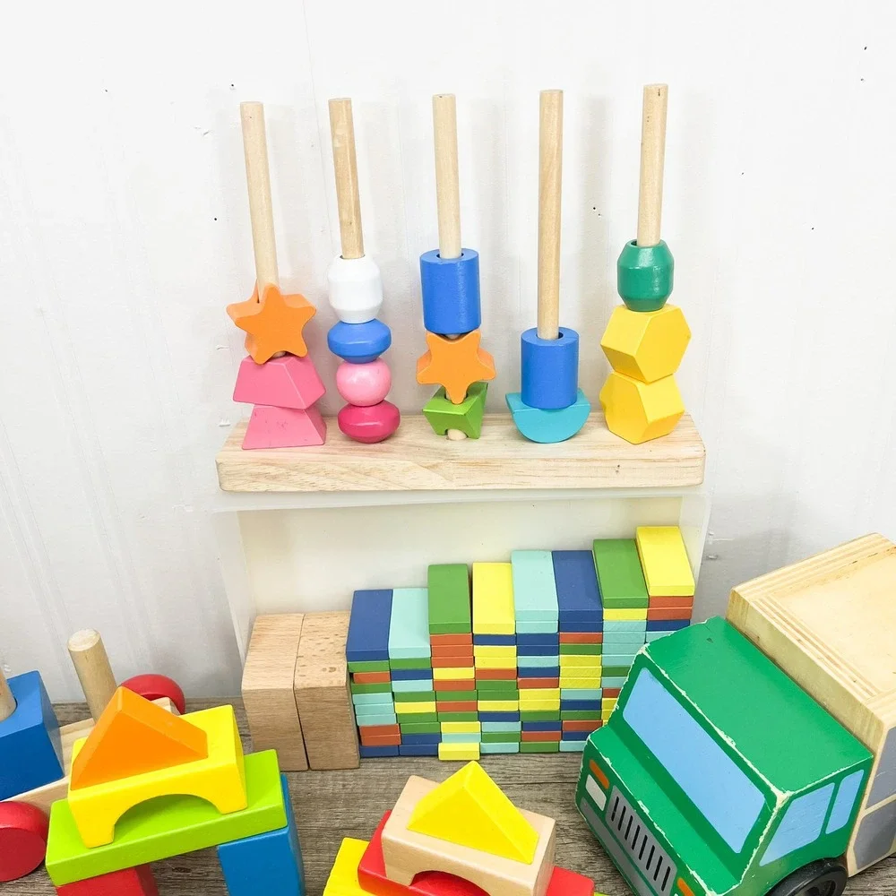 Montessori Wooden Building Blocks, Melissa and Doug Dump Truck and Wood Blocks
